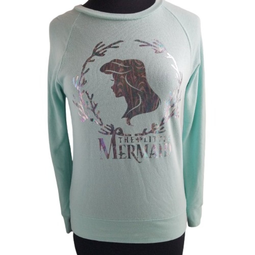Disney Little Mermaid Lightweight Sweatshirt Women's Size S Rainbow Graphic